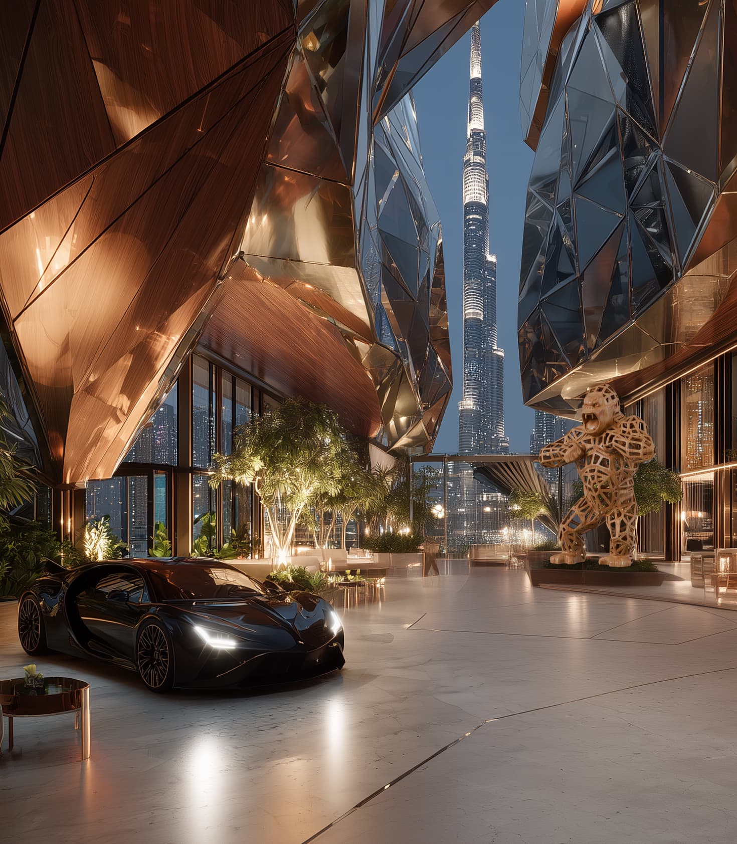 Orlinski-inspired branded residence entrance